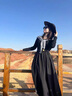 西兒韓系穿搭配一整套裝黑色連衣裙子女秋裝2024新款流行長(zhǎng)裙 黑色連衣裙+灰披風(fēng) M 碼 曬單實(shí)拍圖
