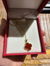 艾米莎純18K金AU750真金四葉草吊墜項鏈鎖骨墜子不掉色玫瑰金送女友禮物 18K金黃金色紅玉髓15mm+證書 吊墜+18K鏈子一套（40+5CM長度） 曬單實拍圖
