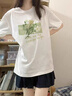 DGOV兩件裝短袖t恤女夏季新款多巴胺穿搭T恤女夏上衣設(shè)計感小眾短袖女 白色(花苗)+果綠(夏菊胸標) M 建議86-95斤 曬單實拍圖