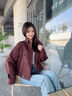 衣典零一（LEDIALYI）安可拉紅外套女春秋款2025年新款中年小個(gè)子高檔休閑洋氣短款風(fēng)衣 安哥拉紅 S （建議95-115斤） 曬單實(shí)拍圖