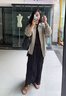 旅途原品ltyp 綠野仙蹤手工捏褶半裙 時尚優(yōu)雅褶皺半身長裙女秋季 靜謐黑 L 曬單實拍圖