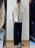 POUM男裝聯名飛行員夾克男2025新款青少年夾棉運動寬松棒球服外套男裝 NJN-J2402A杏色【夾克】 XL 曬單實拍圖