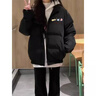 LDBE立領(lǐng)棉衣棉服女秋冬2025新款寬松保暖休閑美式復(fù)古面包服棉襖外套 黑色 S 曬單實拍圖