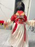 JELLYBABY漢服兒童女童古風(fēng)裙子秋季新款中大童兒童網(wǎng)紗裙?jié)h服連衣裙裙子 紅色 100 曬單實(shí)拍圖