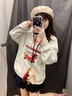 掛脖背心兩件套v領(lǐng)衛(wèi)衣女2025新款秋冬季加厚設(shè)計(jì)感寬松上衣早春 白灰色【春秋薄款】 M 曬單實(shí)拍圖