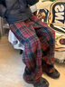杭潮社美式復古慵懶風(fēng)垂感闊腿褲毛呢格子休閑褲男冬季加絨加厚直筒褲 紅色【高質(zhì)量毛呢加絨】 加厚 XL 曬單實(shí)拍圖