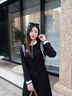 艾柔丹韓版優(yōu)雅時(shí)尚簡約休閑連衣裙女春秋季新款女裝顯瘦黑色衛(wèi)衣裙子 黑色 M 曬單實(shí)拍圖