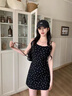 DAVEY MODE小個子吊帶碎花連衣裙子女夏季2025新款茶歇法式海邊度假氣質(zhì)長裙 短款黑色碎花連衣裙 M 曬單實(shí)拍圖