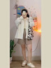 Jret2024春秋新款休閑薄款短外套女森系開衫工裝夾克外穿襯衣學(xué)生外套 杏色 L 曬單實(shí)拍圖