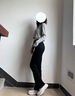 沐霓 黑色微喇牛仔褲 闊腿休閑春夏褲女士高腰顯瘦修身小個(gè)子復(fù)古百搭 高腰微喇牛仔褲【黑色90-110斤】 曬單實(shí)拍圖