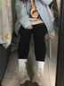 菇娘家灰色打底褲保暖連褲襪女秋冬加絨格雷褲光腿神器可外穿顯瘦大碼 曬單實(shí)拍圖