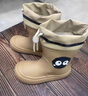 G.DUCKKIDS日系可愛(ài)兒童親子雨鞋女款學(xué)生中大童防滑軟底加絨厚底防水鞋中筒 卡其（防水束口） 37 -38 曬單實(shí)拍圖