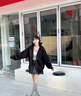 ICH MODE外套女美式灰色衛(wèi)衣開衫春秋新款寬松連帽拉鏈慵懶上衣長(zhǎng)袖運(yùn)動(dòng)裝 黑色 L 曬單實(shí)拍圖