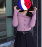 沂歆毛衣女針織衫秋季衣服2025年新款內(nèi)搭上衣修身顯瘦辣妹露肩小個子 【紫色】一字肩拼接方領(lǐng)針織衫 M 【建議體重約90-105斤】 曬單實拍圖