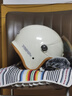 野馬（YEMA）摩托車(chē)頭盔男女3c認證新國標秋冬季保暖防霧安全帽電動(dòng)車(chē)3/4盔 卡其白配透明長(cháng)鏡+防霧貼片 均碼（54-62cm） 曬單實(shí)拍圖