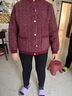 俞兆林媽媽裝冬裝加絨開衫外套中老年人衣服女奶奶上衣加厚老太太秋冬裝 紫粉花色 2XL 110-130斤 曬單實拍圖