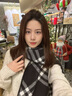 稻草人圍巾女2024冬季新款韓系簡約黑白格高級感披肩保暖加厚防寒圍脖 黑色 210*30CM 曬單實拍圖