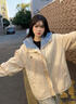 gxmy羊羔絨棉服男冬季外套男士潮牌寬松連帽棉衣服男裝加絨厚棉襖套裝 綠色棉衣+白毛衣+加絨灰色衛(wèi)褲 XL 建議130-150斤 曬單實(shí)拍圖