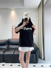SuaMoment雛菊抓痕刺繡T恤男女夏季美式潮牌休閑寬松情侶短袖T恤 黑色 M 曬單實(shí)拍圖
