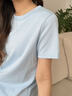 名創(chuàng)優(yōu)品（MINISO）正肩短袖女2025年新款夏季多巴胺穿搭涼感抗菌百搭休閑寬松t恤衫 【7A抗菌面料】冰藍(純色) M 160(不褪色不變形) 曬單實拍圖