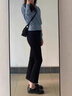 FSHE八九分小個子黑色加絨高腰微喇叭牛仔褲女裝潮流百搭冬季新款顯瘦 九分-黑色[高品質(zhì)]款 加絨 28 碼[100-109斤] 曬單實拍圖