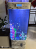 美諾魚缸客廳半圓型魚缸屏風(fēng)大中小型家用落地式玻璃金魚缸生態(tài)免換水 白大理石 50*40*138 曬單實拍圖