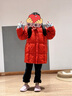 papa爬爬冬季新品大耳朵兒童羽絨服防風(fēng)中長(cháng)款男女童加厚外套新年服 紅色 130 cm 曬單實(shí)拍圖