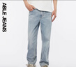 ABLE JEANS【寬松直筒褲】春夏季新款復古天摩登洗水牛仔褲男裝褲子 復古天縹藍 32 /32 曬單實(shí)拍圖