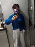 初語(yǔ)復古絞花肌理針織衫女2024秋季新款圓領(lǐng)寶藍短款通勤開(kāi)衫外套 寶藍色 L 曬單實(shí)拍圖