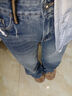 馬登cleanfit重洗水破洞牛仔褲女工裝折痕直筒褲遮胯拖地長(cháng)褲子女士秋 水洗藍 【卡碼可拍小一碼】 S （80-100斤） 曬單實(shí)拍圖