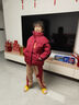 皮爾卡丹（pierre cardin）女童冬裝3~14歲穿洋氣棉襖女大童羽絨服棉衣加厚外套兒童冬季套裝 紅色新年棉衣+衛褲 加絨 150 碼建議身高1米4在 曬單實(shí)拍圖
