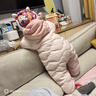 歡喜小熊嬰兒羽絨服連體衣寶寶冬季新生兒哈衣外出加厚保暖爬爬服新款衣服 淺珊瑚 100 曬單實拍圖