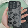 藍妮子 適用蘋果15pro/max手機殼14pro/max保護套iphone15pro蘋果13/pro手機殼蘋果12promax手機殼女生 灰底-多朵黑玫瑰 蘋果15Pro 曬單實拍圖