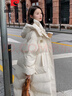 amber heey羽絨服女中長(cháng)款2025新款品牌輕薄暖冬裝寬松白鴨絨大毛領(lǐng)女士外套 米白色 S 85-125斤 曬單實(shí)拍圖