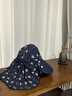 九州絲羽防曬面罩帽子一體護(hù)頸遮陽干活口罩中老年女士采茶防紫外線太陽帽 藏青色（小碎花） 均碼 曬單實(shí)拍圖