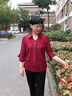 啄木鳥(niǎo)（TUCANO）2025新款媽媽春秋上衣服中老年女裝短袖T恤襯衫喜婆婆婚宴兩件套 酒紅色 2XL （建議100-115斤） 曬單實(shí)拍圖