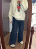 帛芮女士休閑褲女春款仿牛仔闊腿褲女高腰垂感寬松慵懶寬松褲子 曬單實拍圖