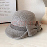 JTTCAC日本羊毛帽子女秋冬優(yōu)雅卷邊蝴蝶結名媛禮帽媽媽英倫復古毛呢盆帽 摩卡色 可調節 曬單實(shí)拍圖