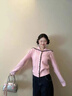 DGOV甜美撞色邊慵懶學(xué)院風(fēng)秋季海軍領(lǐng)針織外套毛衣開(kāi)衫女顯瘦氣質(zhì)上衣 粉紅色zt S 建議75-95斤 曬單實(shí)拍圖