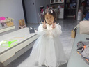 迪士尼女童連衣裙春秋2025新款小女孩寶寶秋裝兒童秋季公主裙子國風(fēng)禮服 米白色 110碼(身高100-110cm 3-4周歲) 曬單實拍圖