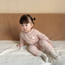 貝樂(lè )咿嬰兒衣服兒童內衣套裝家居服睡衣男女寶寶春秋衣秋褲高腰純棉打底 6423藕粉提花無(wú)骨套裝 80 （兩用襠） 曬單實(shí)拍圖