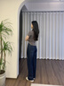 ELAND【蠶絲丹寧】衣戀牛仔褲女復(fù)古風(fēng)小高腰闊腿褲2025夏季新款 深牛仔色(57)D/Indigo S /160 曬單實拍圖
