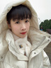 槿城 韓版冬季可愛(ài)卡通小熊毛絨圍巾保暖加厚少女百搭交叉圍脖WJ21127 小熊?chē)?白色（成人款） 均碼 曬單實(shí)拍圖