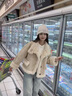 恰凡（QIAFAN）短外套女秋冬加厚保暖高級(jí)感羊羔毛復(fù)古立領(lǐng)寬松百搭仿皮毛一體絨 0524米黃色 M 曬單實(shí)拍圖