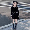 皮爾卡丹（pierre cardin）女童小香風(fēng)套裝半身裙春秋新款中大兒童韓版時尚淑女風(fēng)短裙兩件套 黑色 150cm 曬單實拍圖