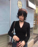 衣然呈品韓系修身v領(lǐng)長(cháng)袖t恤女夏季薄款內搭設計感收腰顯瘦打底衫上衣女 黑色 M 【建議90-110斤】 曬單實(shí)拍圖