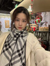 稻草人圍巾女2024冬季新款韓系簡約黑白格高級感披肩保暖加厚防寒圍脖 黑色 210*30CM 曬單實拍圖