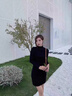 夏雨瑤連衣裙女2025新款設(shè)計(jì)感黑色包臀裙修身顯瘦內(nèi)搭打底裙女春季 半高領(lǐng)黑色加絨 XL 115-128斤 曬單實(shí)拍圖