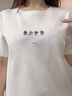 lagogo純棉印花簡(jiǎn)約正肩白色T恤女拉谷谷2025春新款甜美短袖上衣 本白色 M 曬單實(shí)拍圖