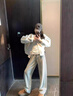 德瑪納【格調(diào)徽章】春秋學(xué)院風(fēng)繡花棒球服女運動休閑減齡呢料外套女 曬單實拍圖